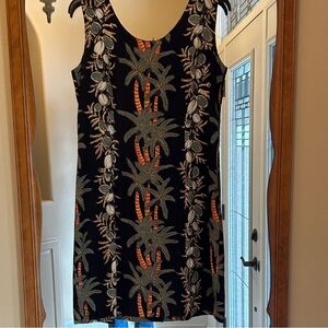 Sleeveless Black Palm-Print Shift Dress - Tropical Print